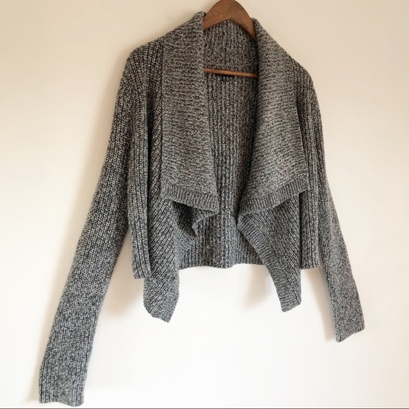 Express Marled Waterfall Cropped Cardigan Sweater Jacket, size Medium - Picture 8 of 16